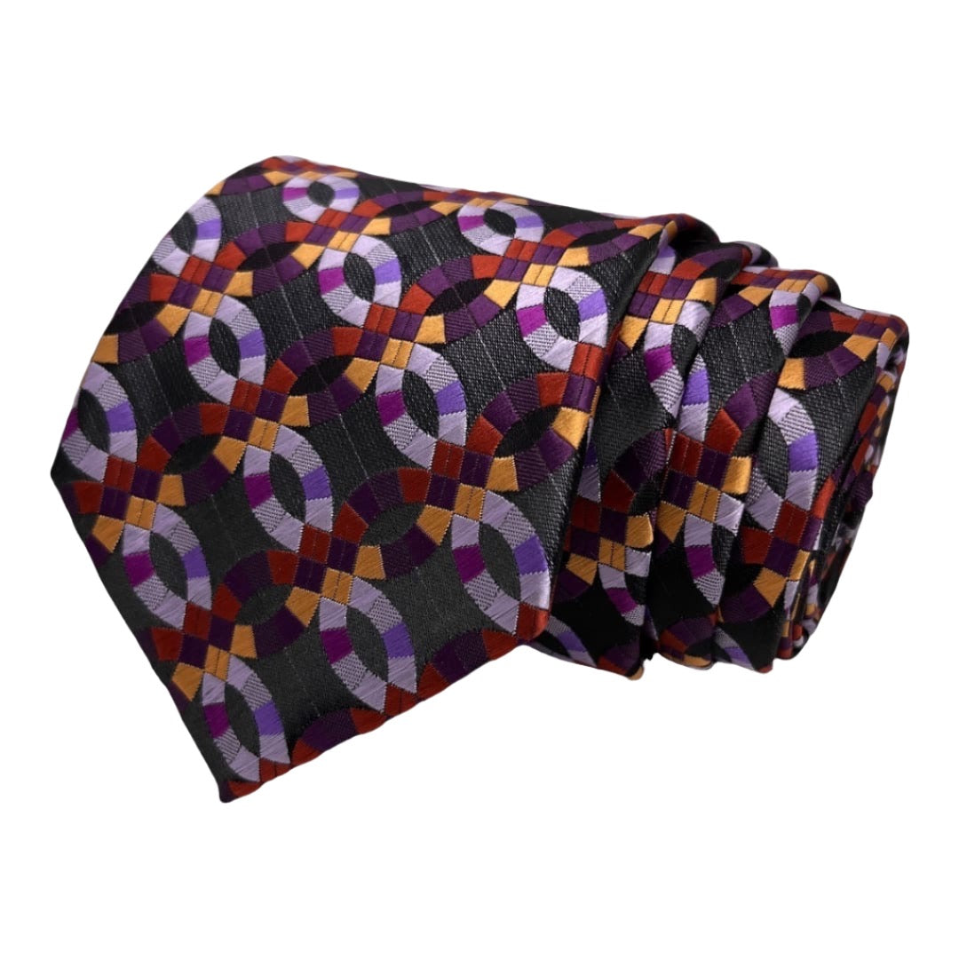 Purple Geometric Tie Combo