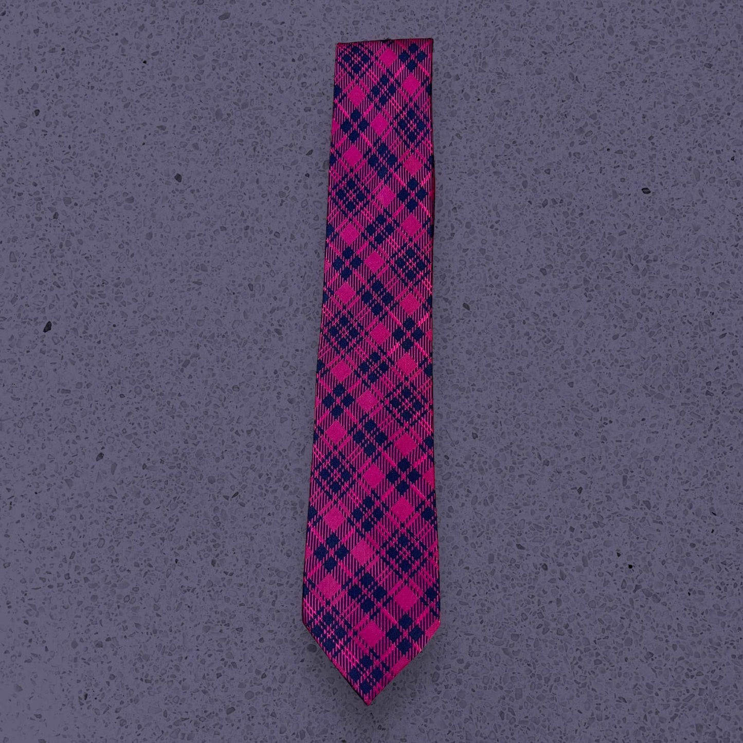 Dark Pink Plaid Tie