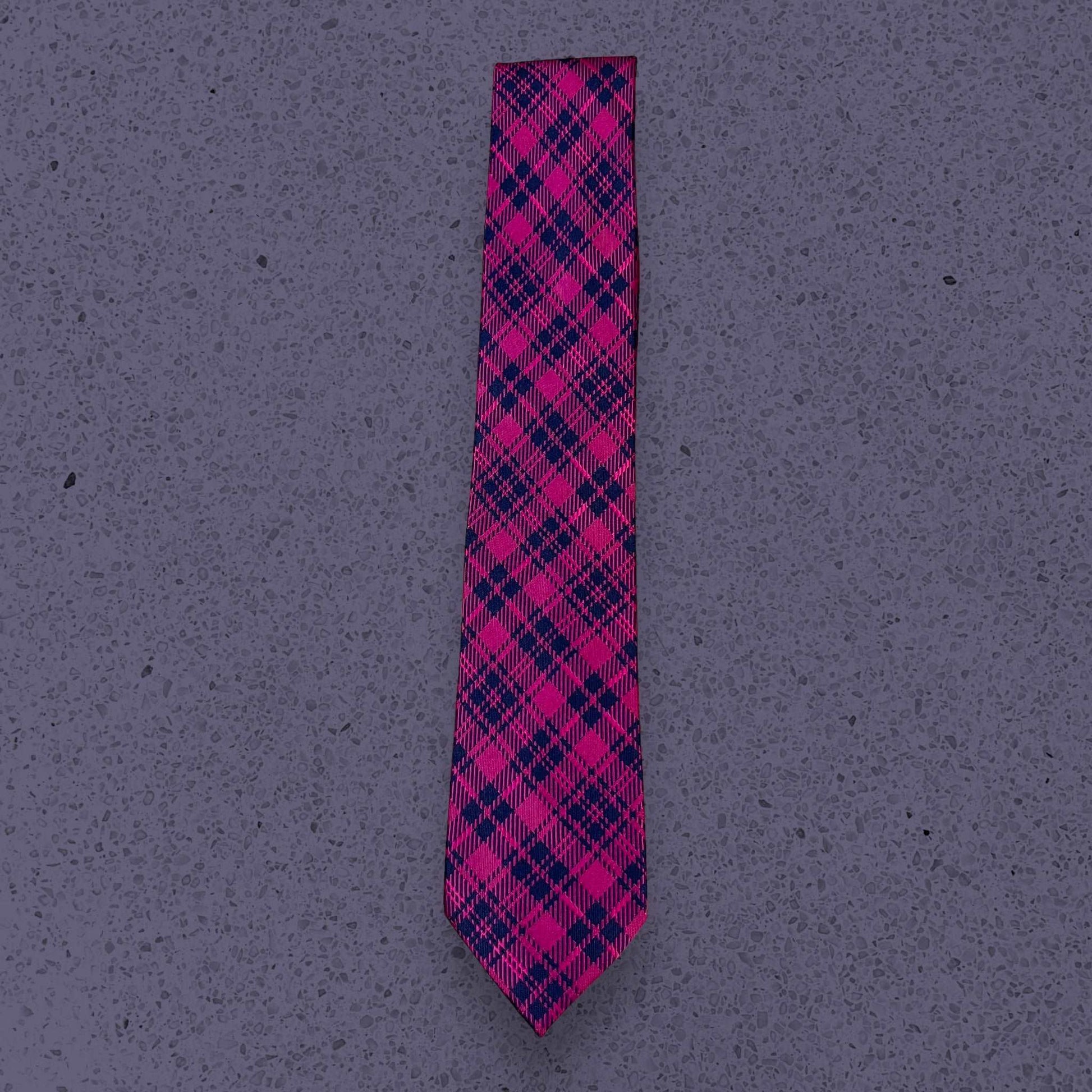 Dark Pink Plaid Tie