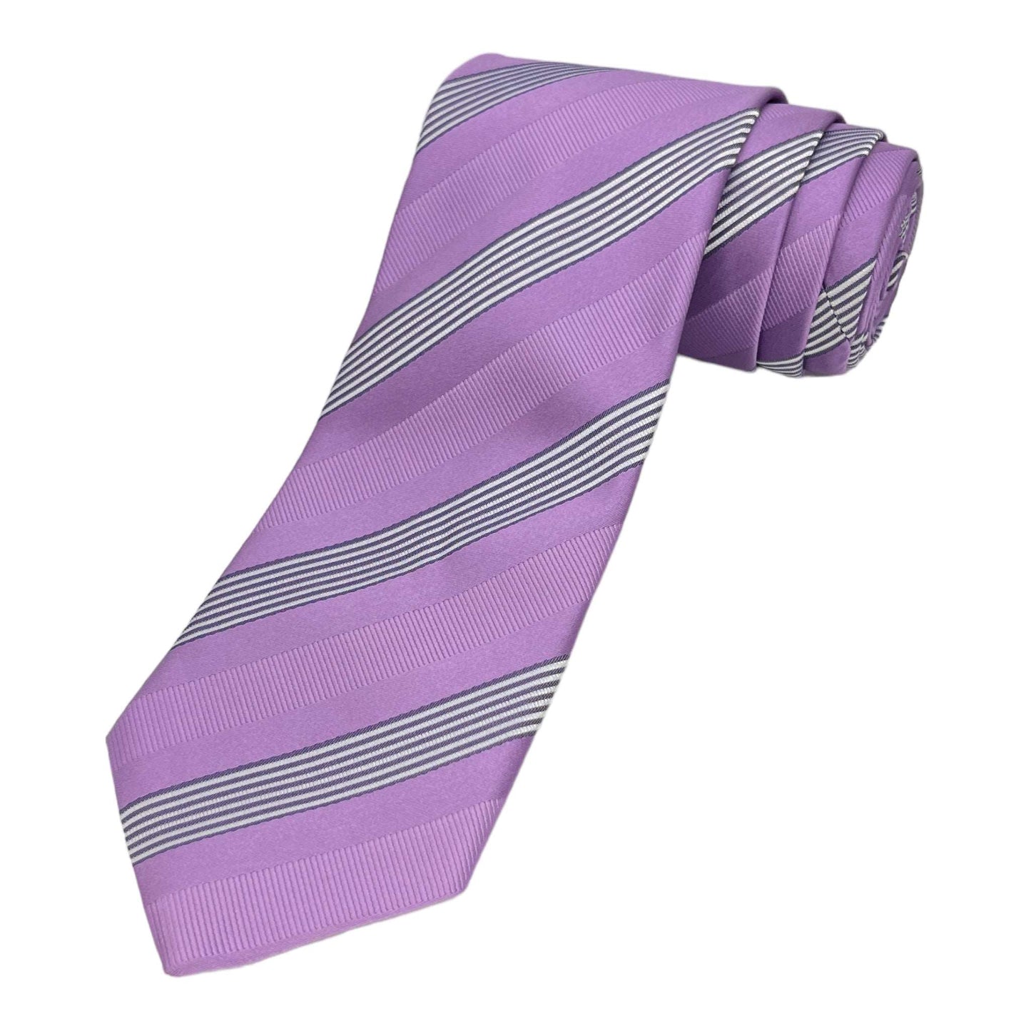 Lavender Stripe Tie And Pocket Square Combo