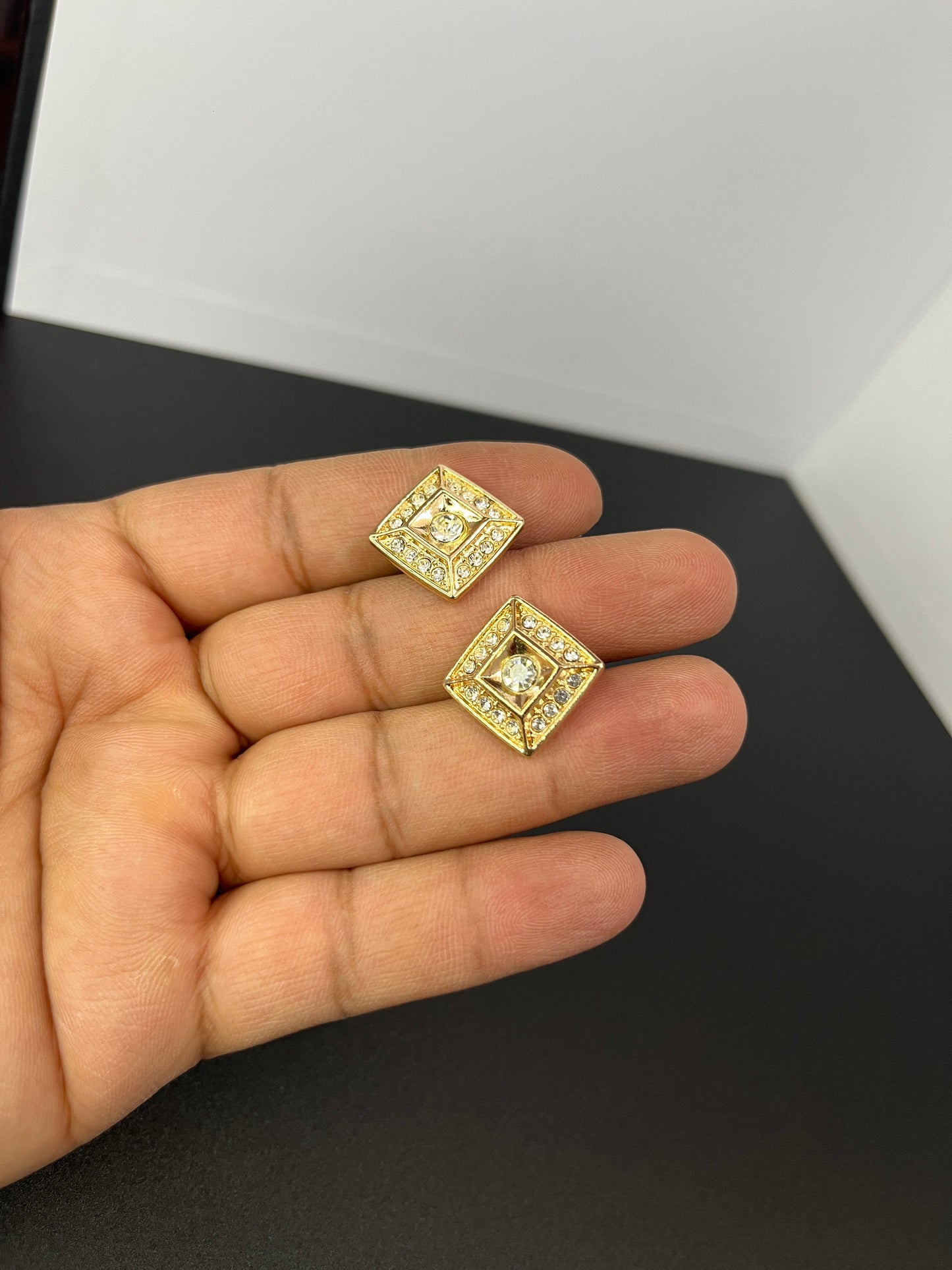 Golden Square Stone Cufflinks