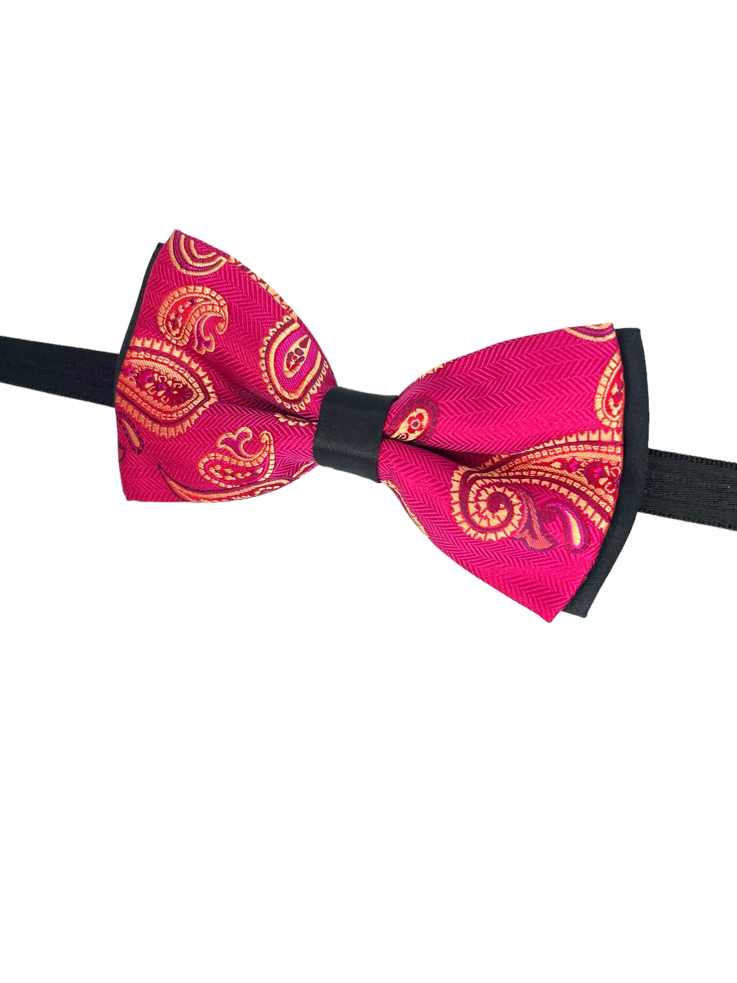 Hot pink Paisley Double Layered Bowtie