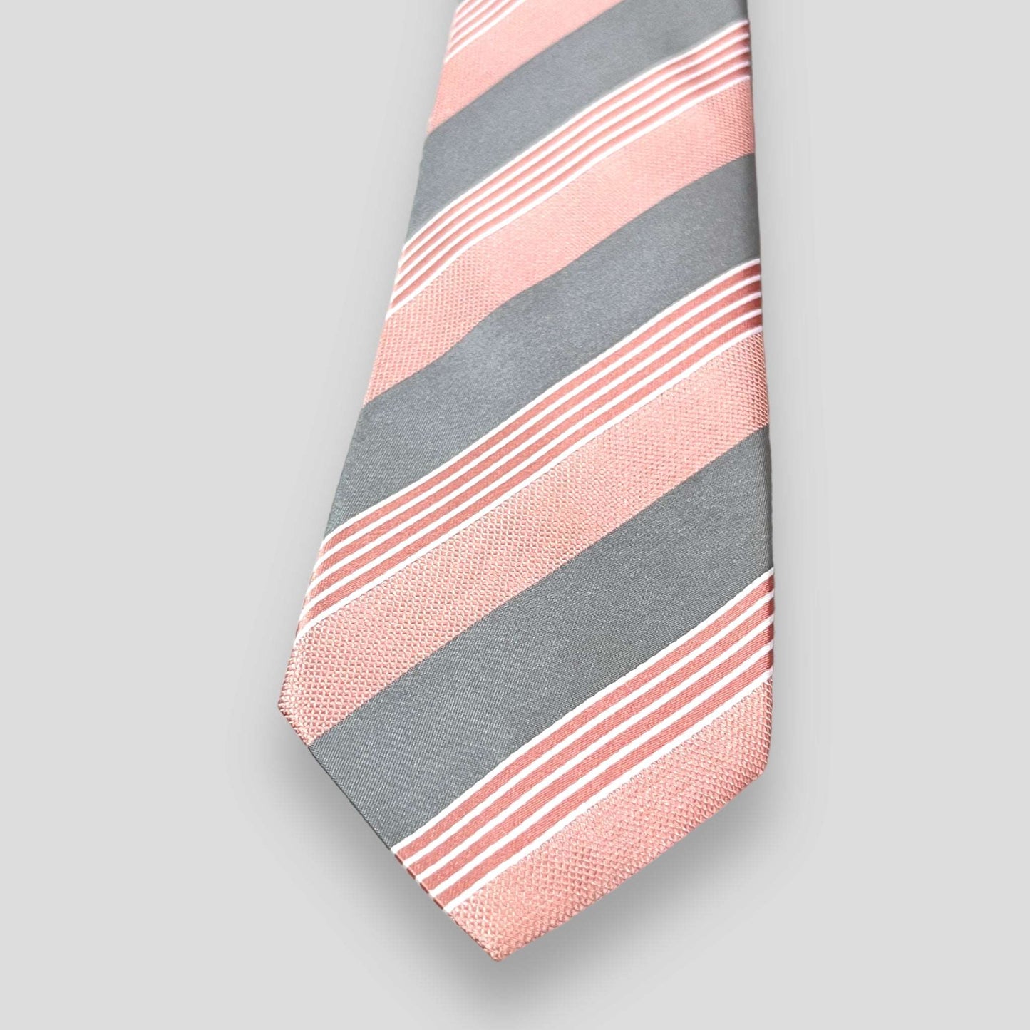 Peach And Grey Stripe Tie