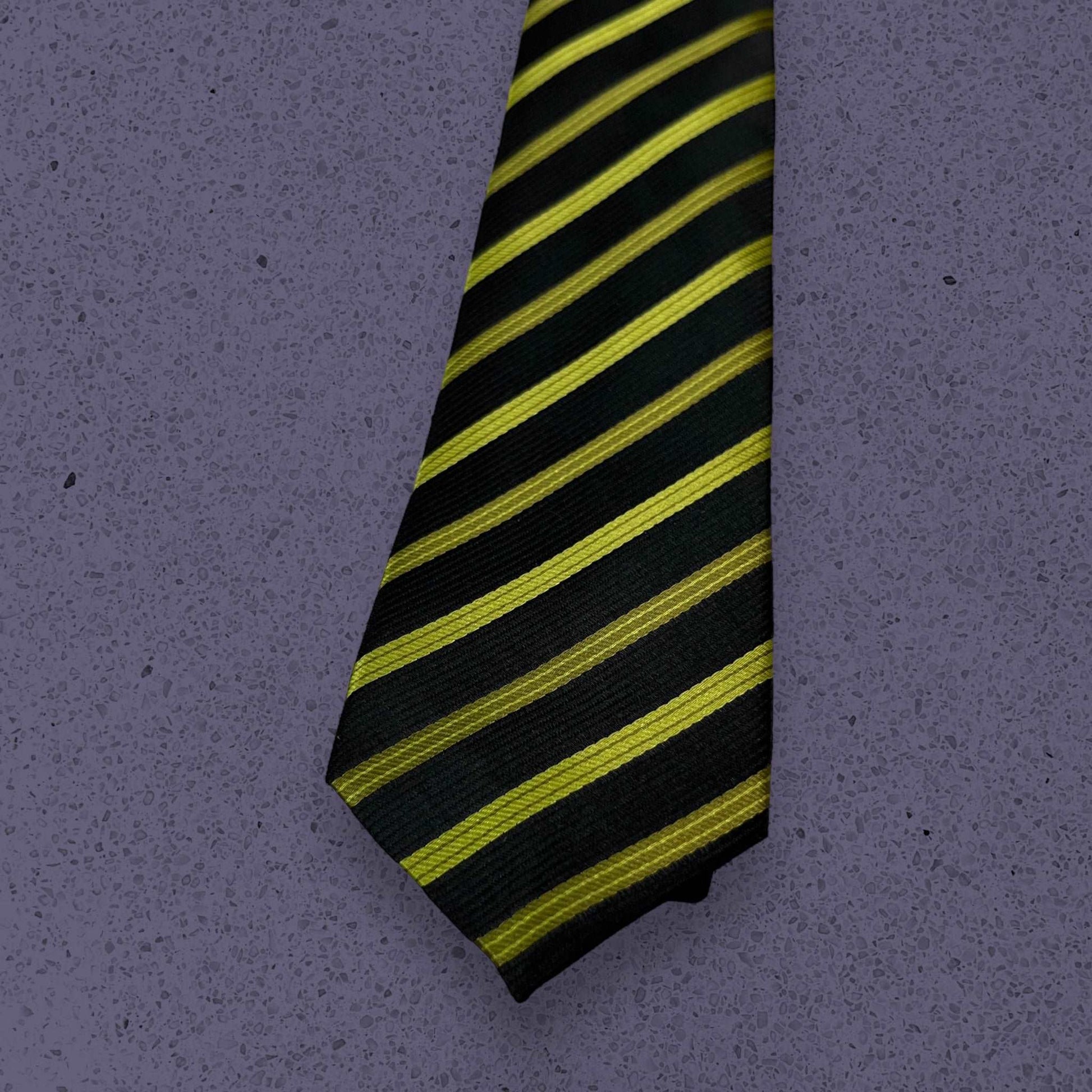 Green Stripe Black Tie