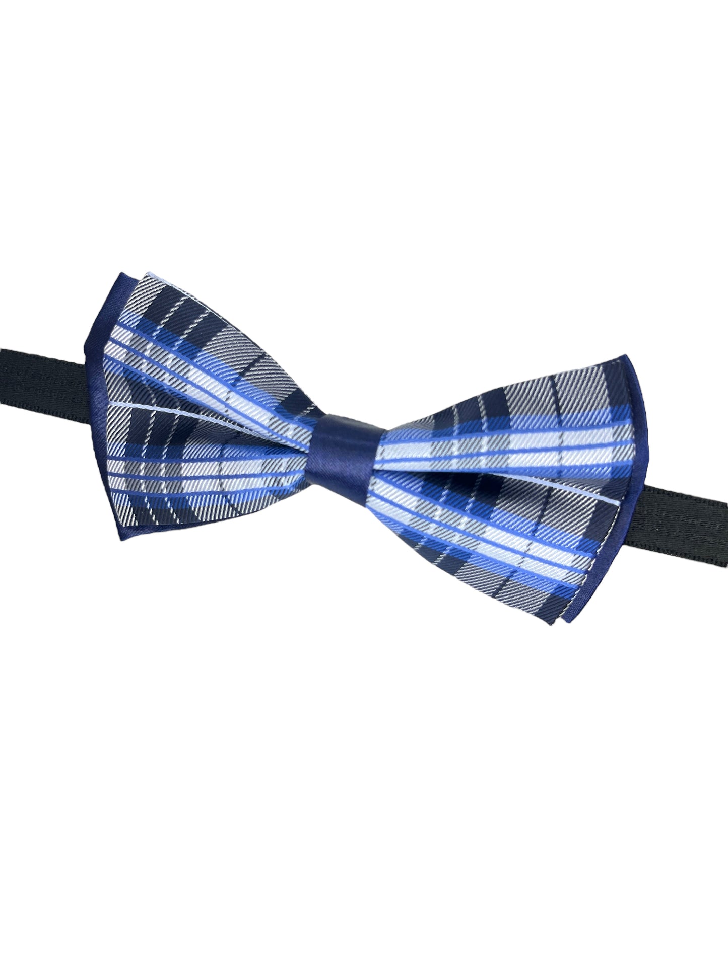 Blue Check Double Layered Bowtie