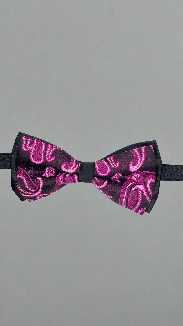 Magenta Paisley Double Layered Bowtie