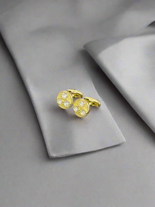 Trinity Zircon Studded Round Cufflinks