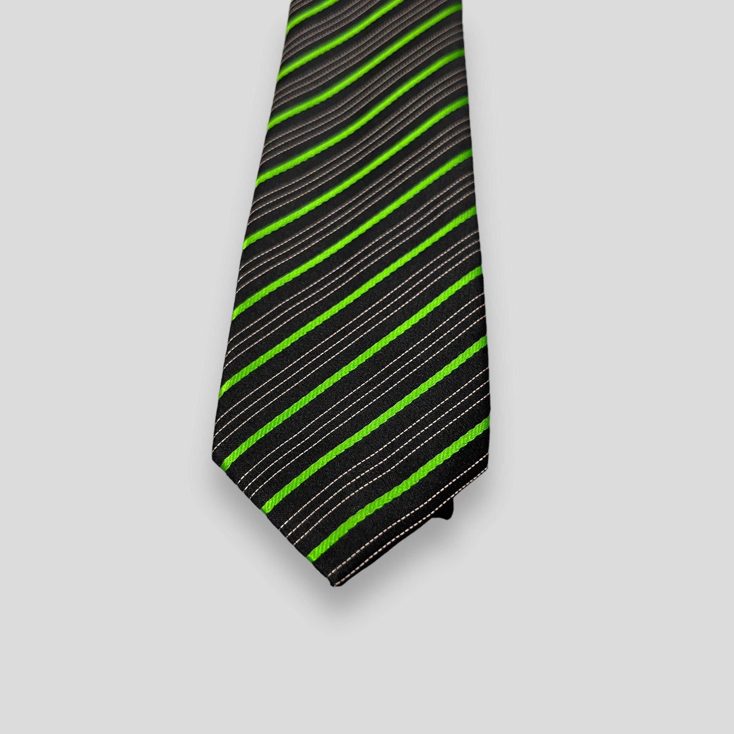 Neon Green And Black Stripe Tie