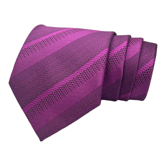 Magenta Self Stripe Tie And Pocket Square Combo