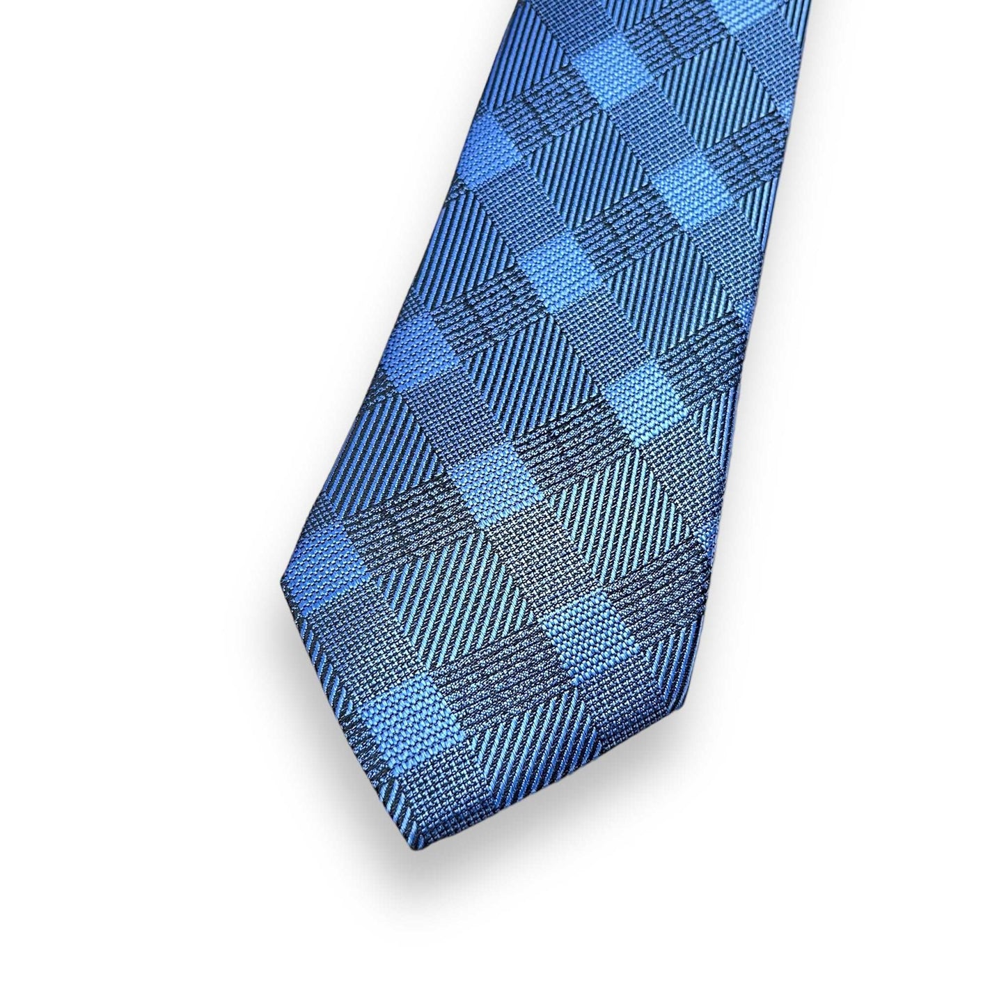 Blue Self Checkered Tie