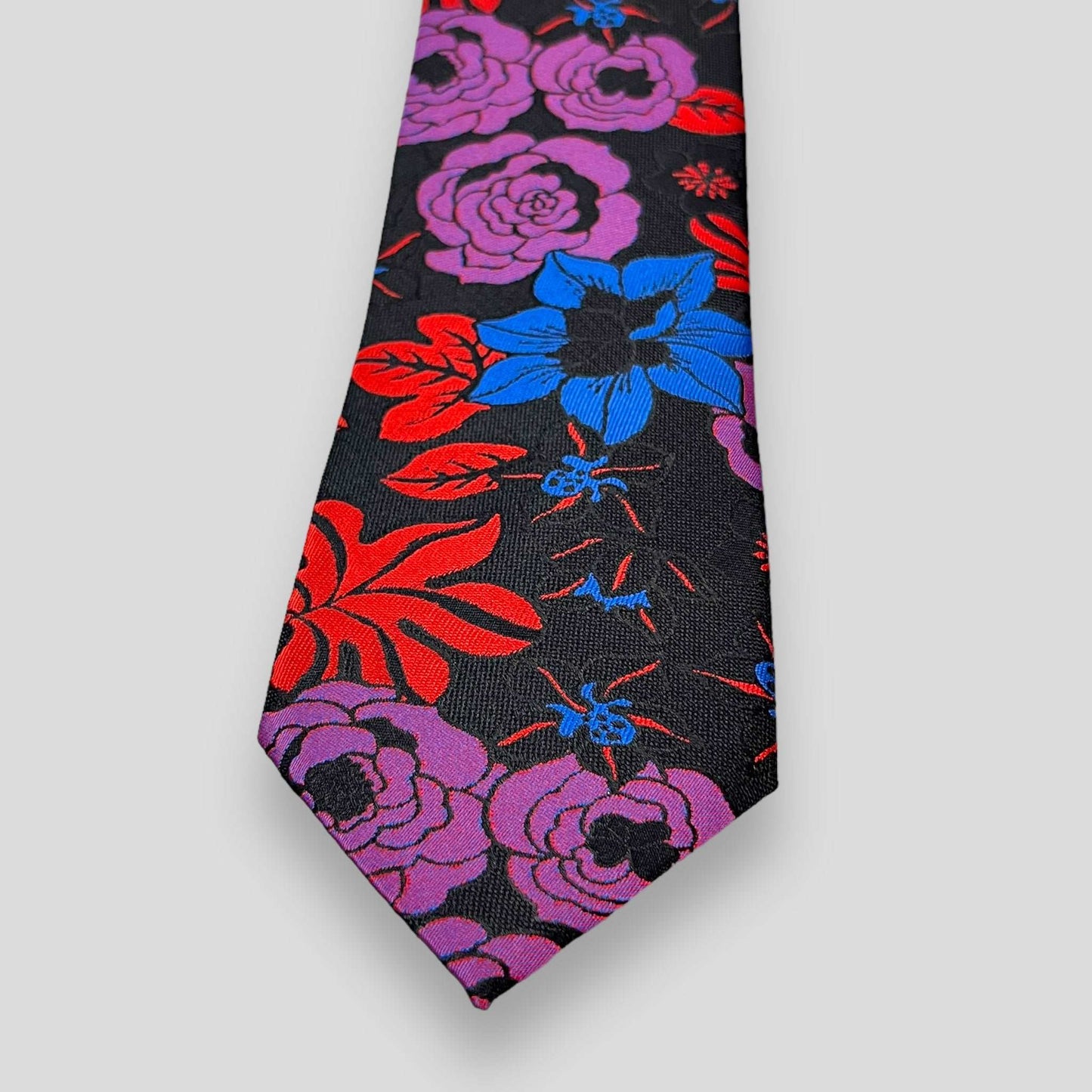 Black Multicoloured Floral Tie