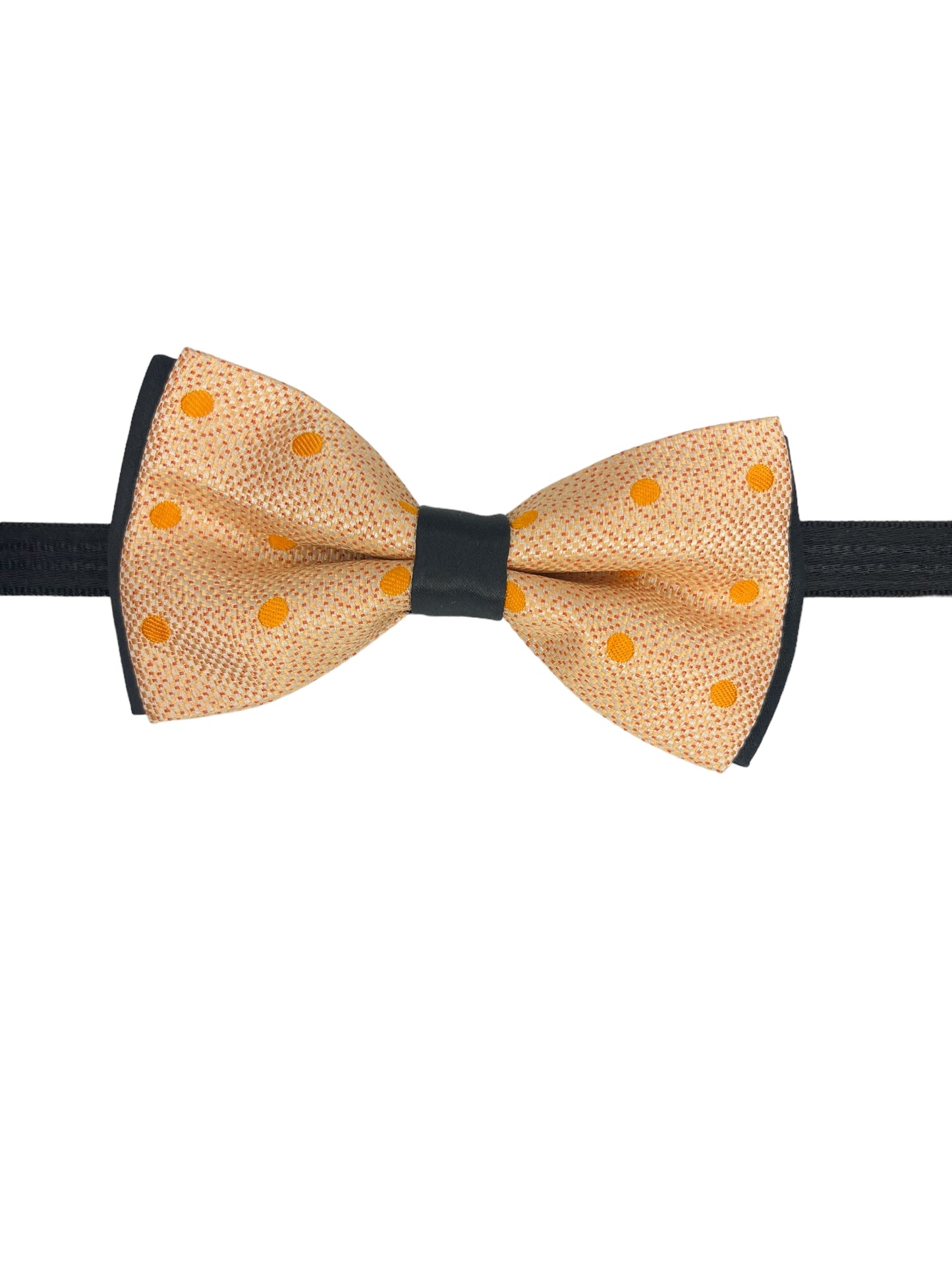 Peach Polka Dot Double Layered Bowtie