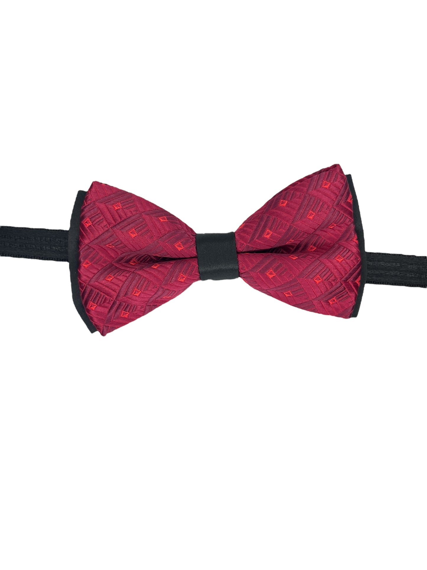 Burgundy Geometric Double Layered Bow tie