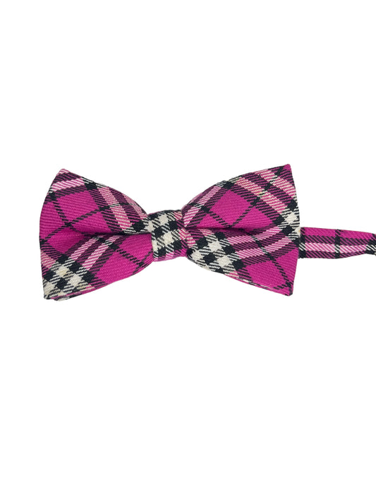 Magenta Check Double Layered Bowtie