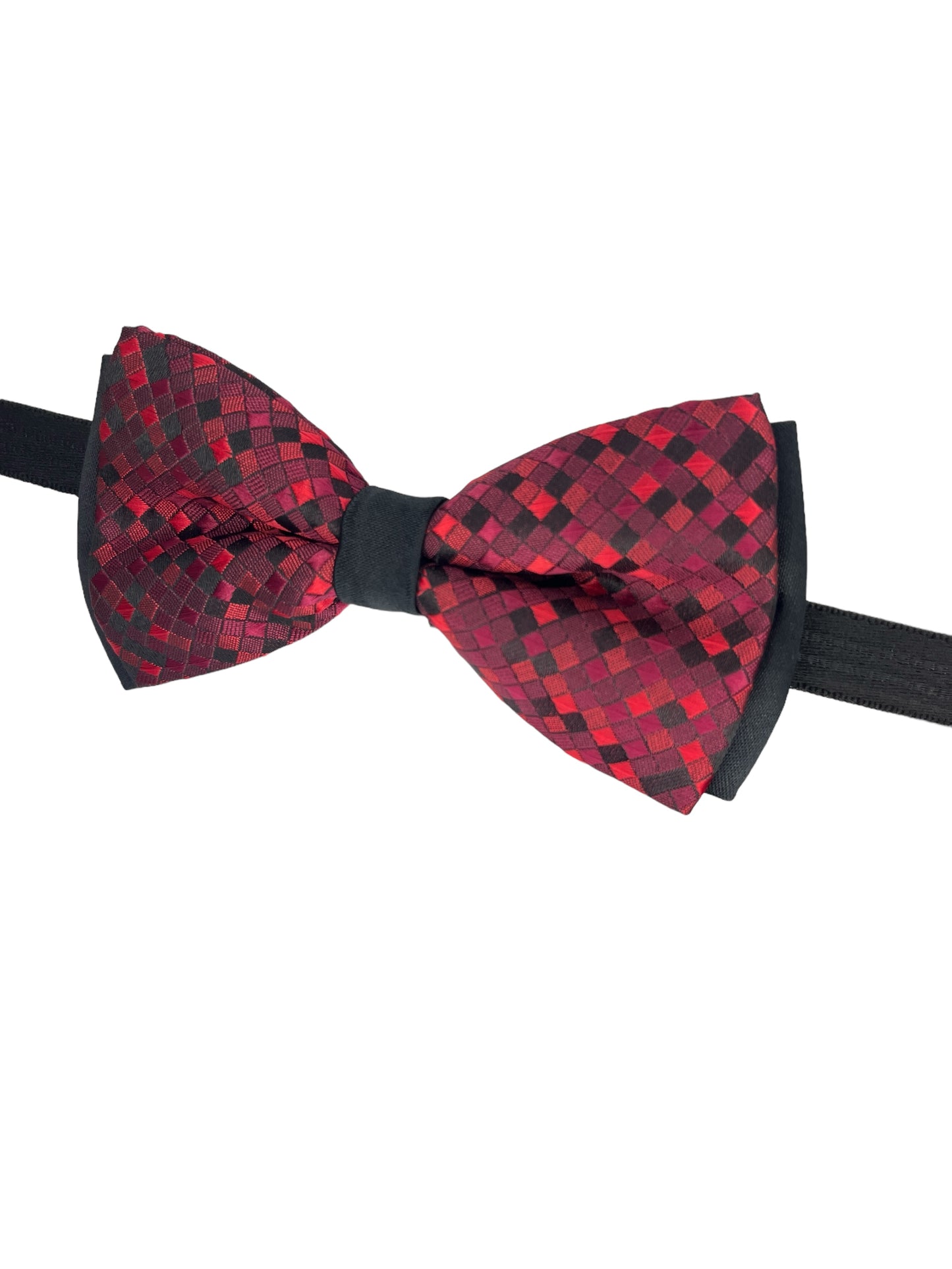 Burgundy Diamond Double Layered Designed Bowtie