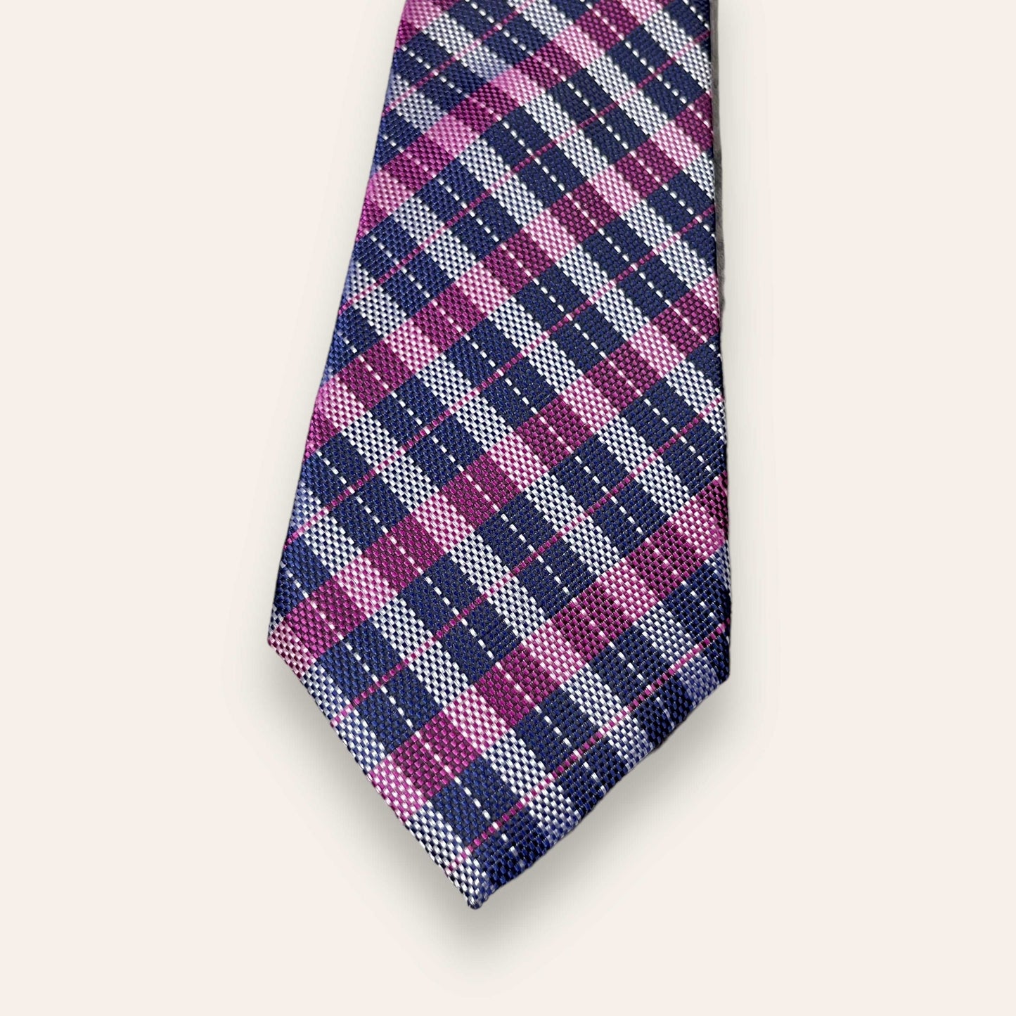 Blue And Pink Plaided Tie