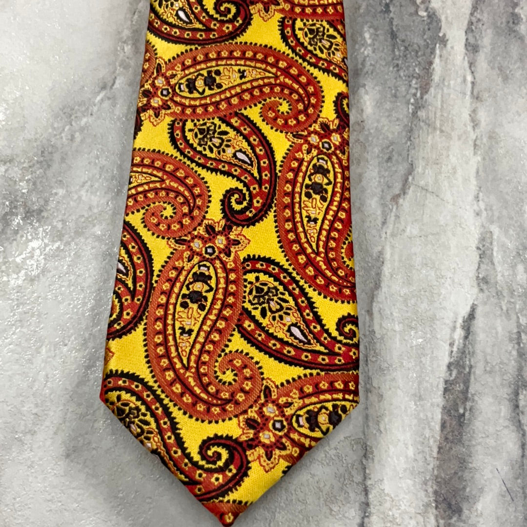 Traditional Yellow Microsilk Paisley Necktie