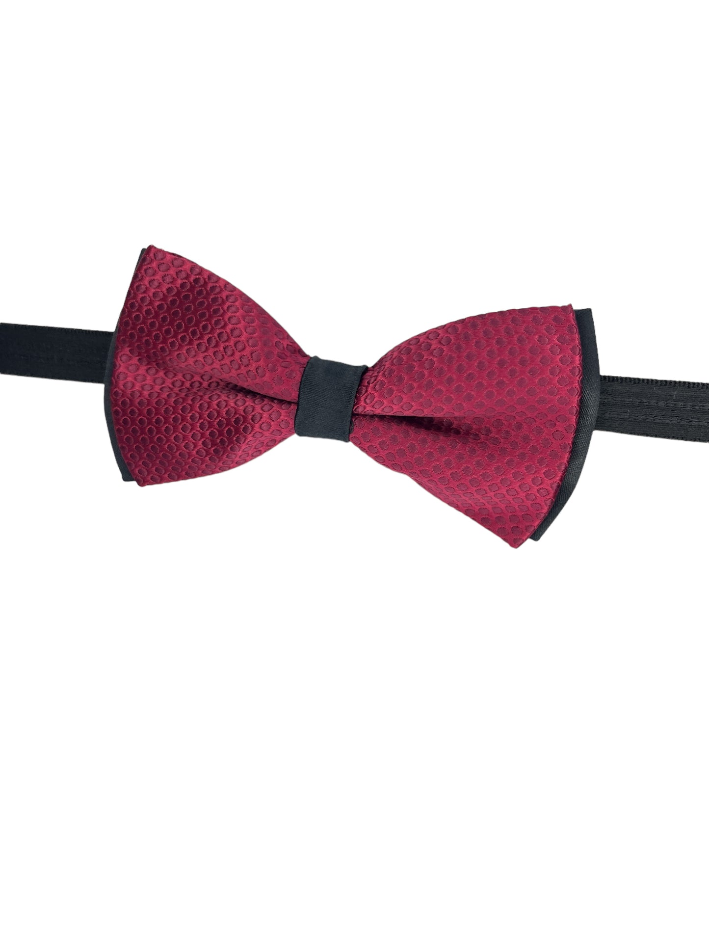 Burgundy Dotted Double Layered Bow tie