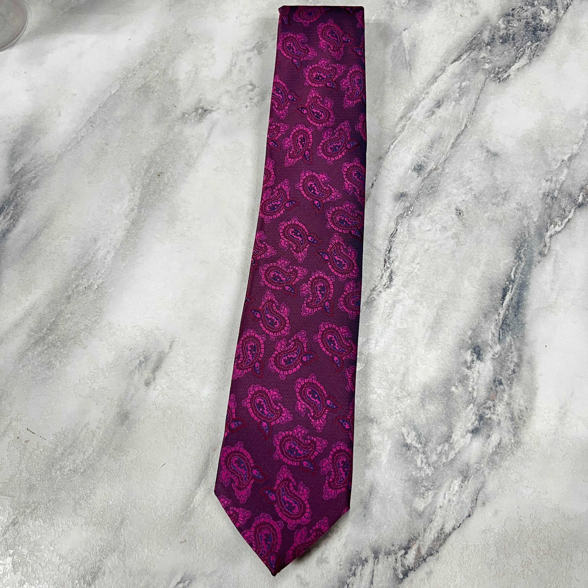 Magenta Self Paisley Tie