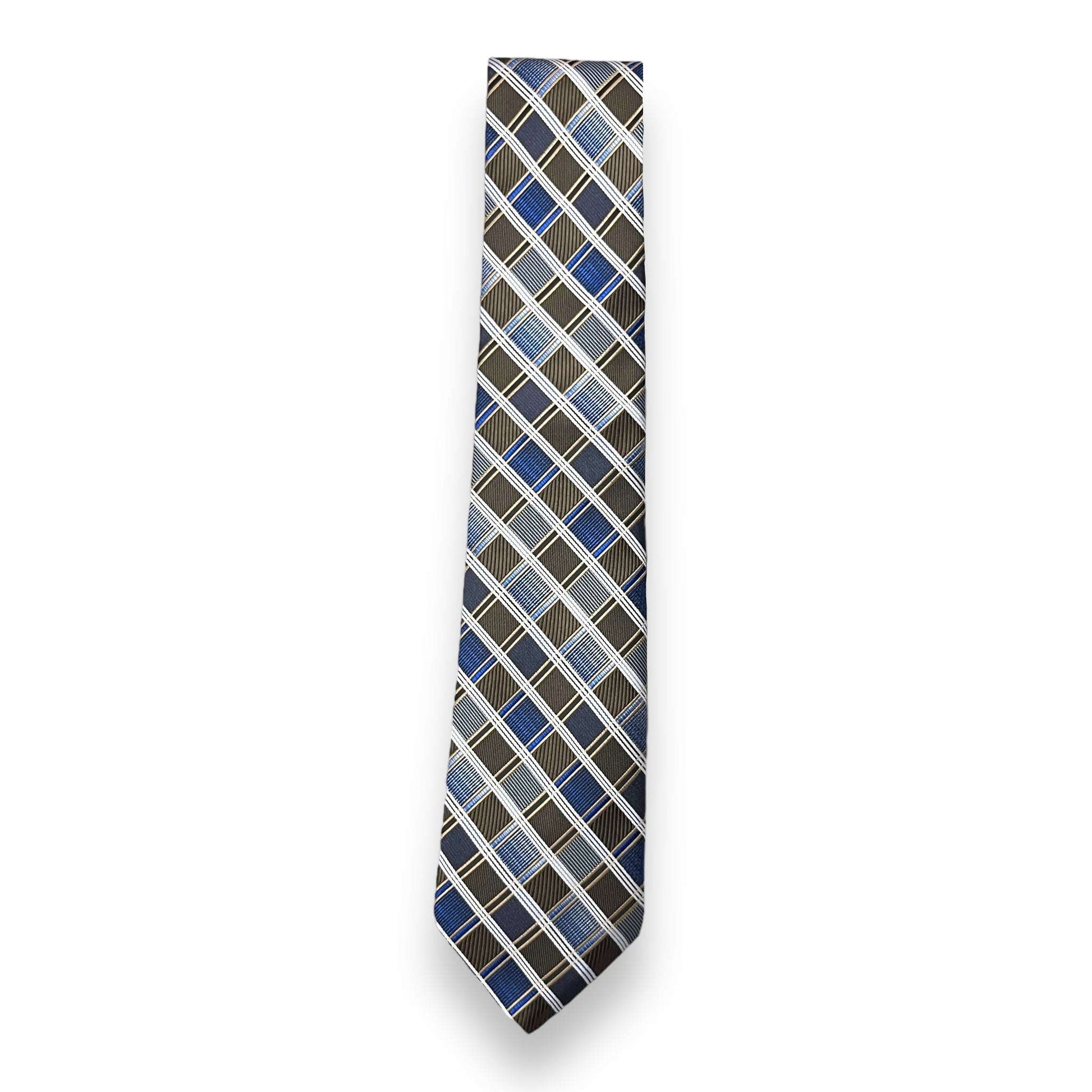 Grey And Blue Plaid Tie