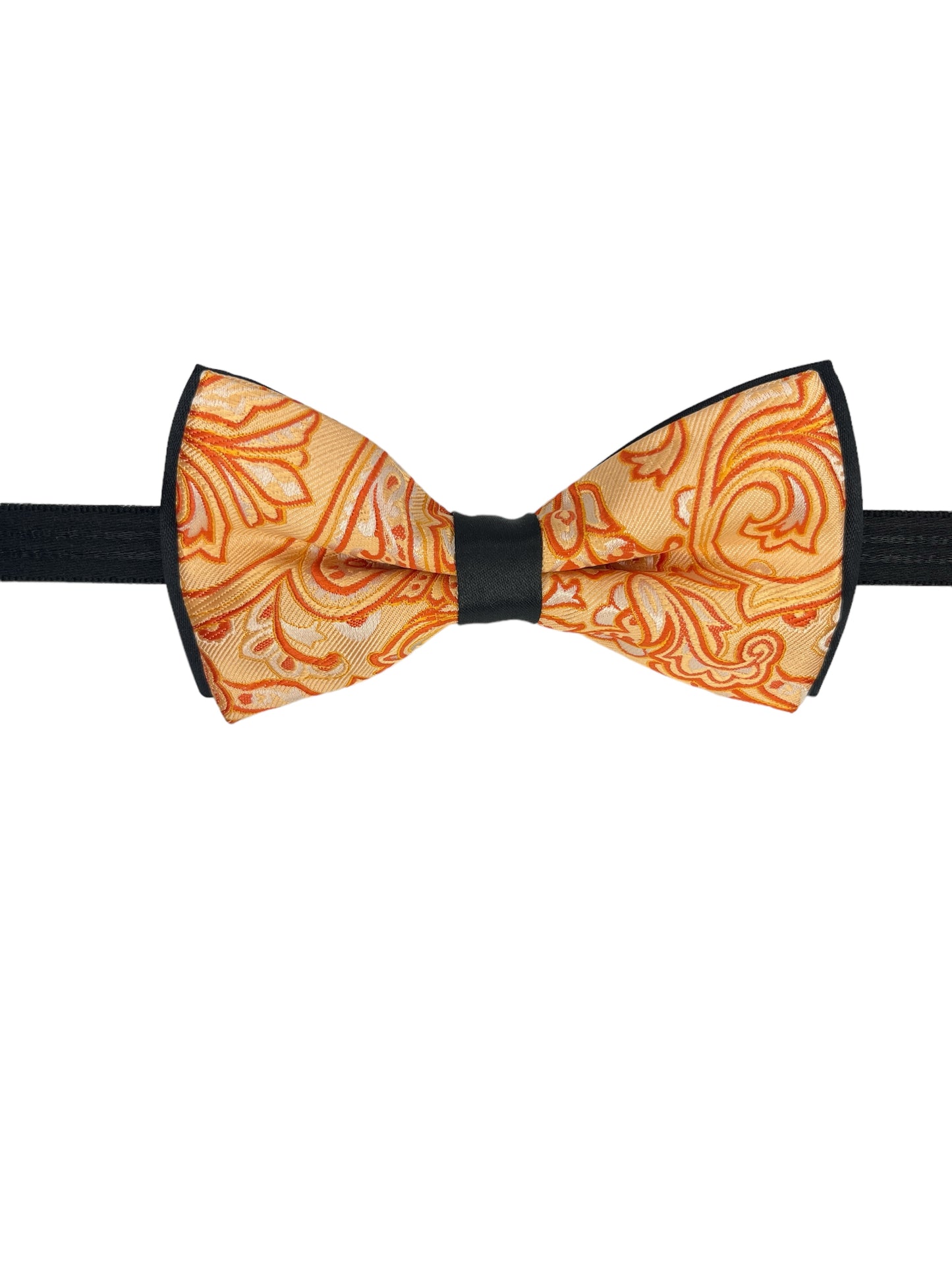 Peach Paisley Double Layered Bowtie