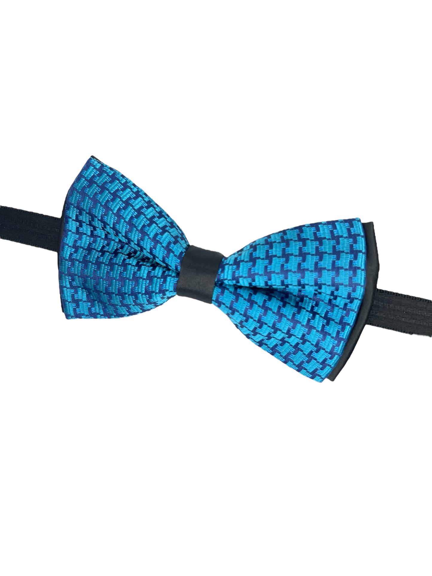 Peacock Blue Houndstooth Design Double Layered Bowtie