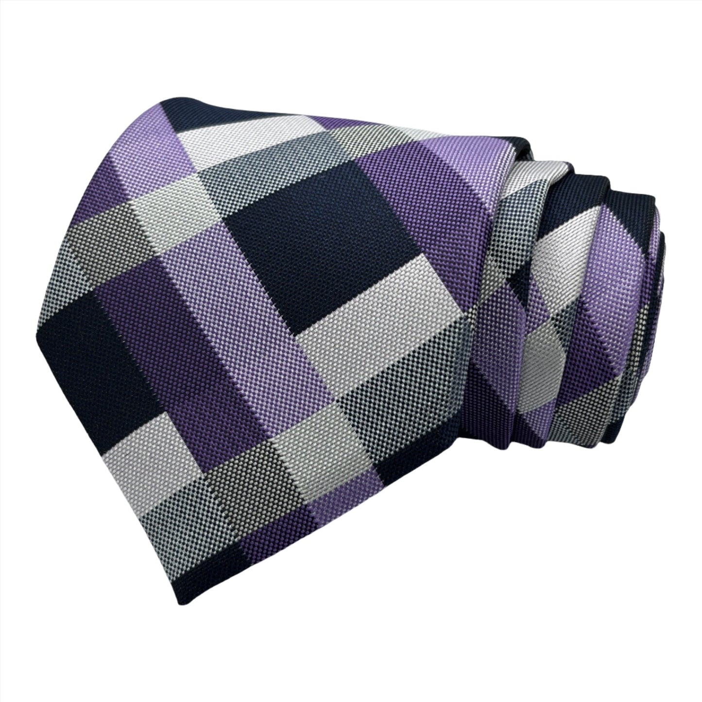 Purple And White Check Tie Combo