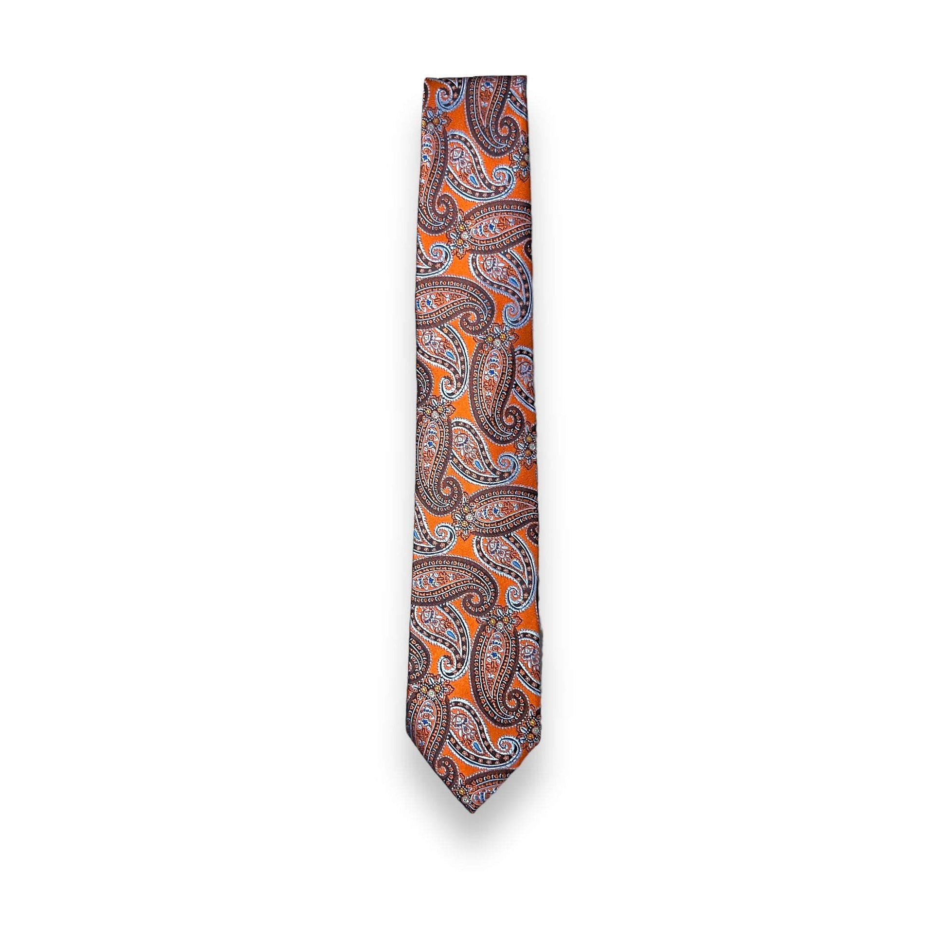 Orange And Blue Paisley Tie