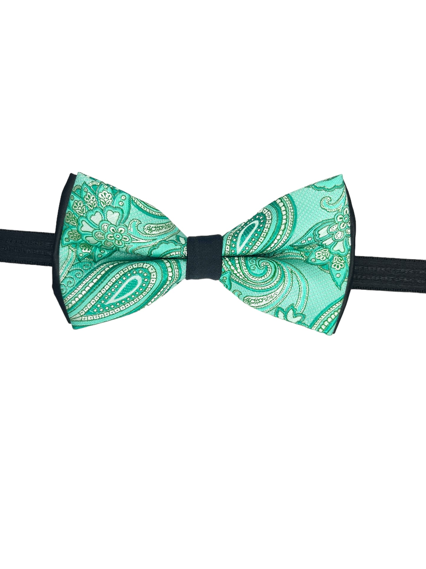 Sea Green Paisley Double Layered Bowtie