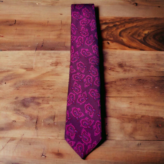 Magenta Self Paisley Tie