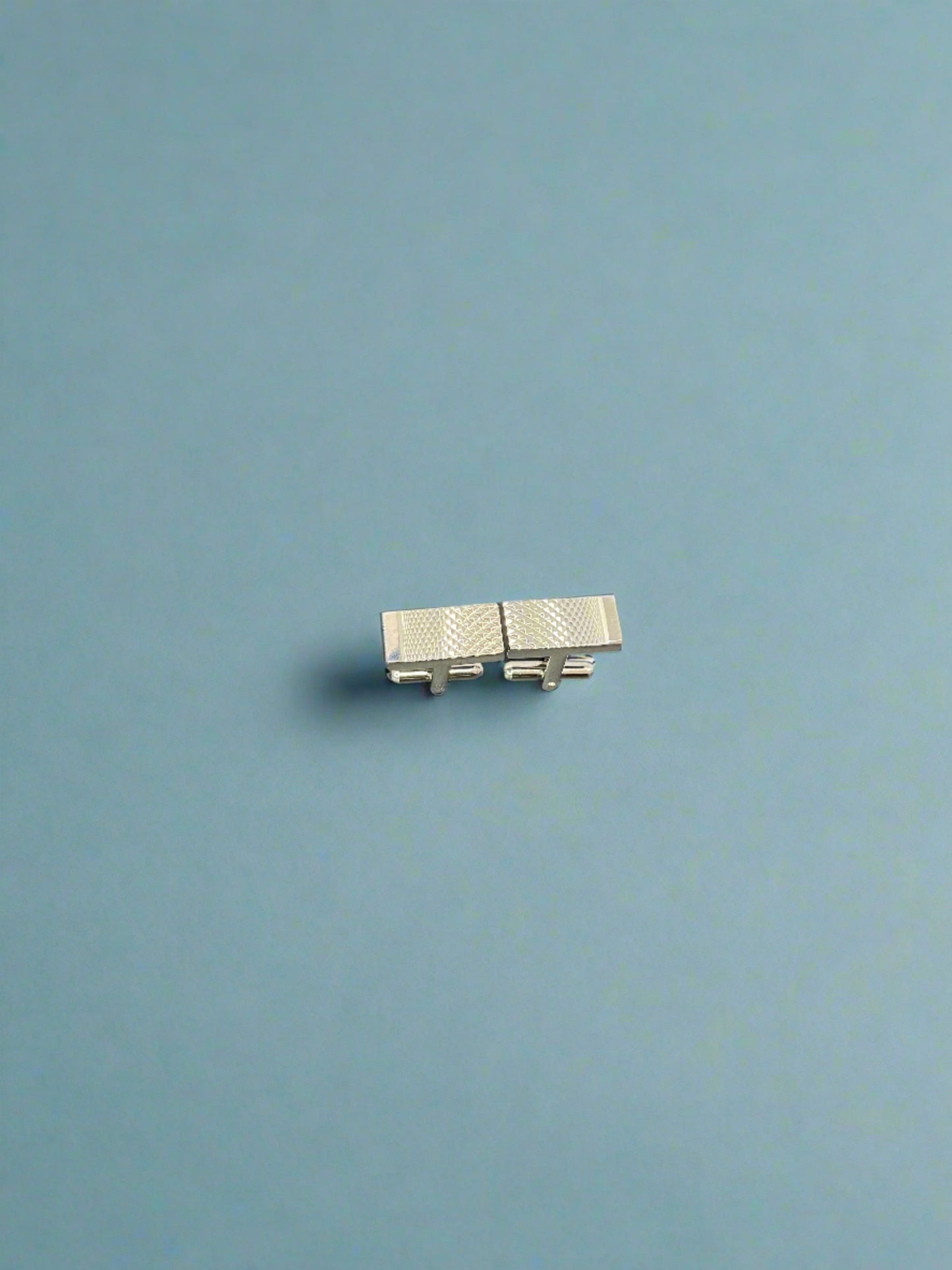 Silver Embossed Dot Rectangular Cufflinks