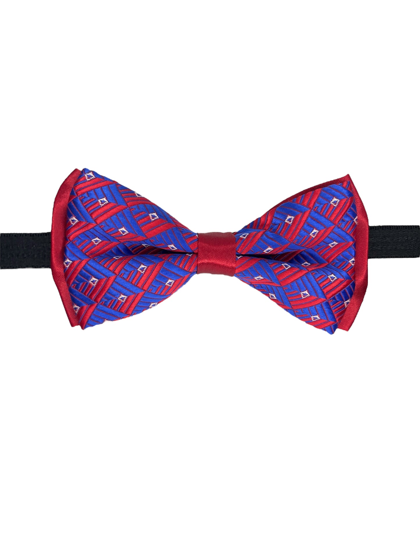 Royal Blue Geometric Double Layered Bowtie