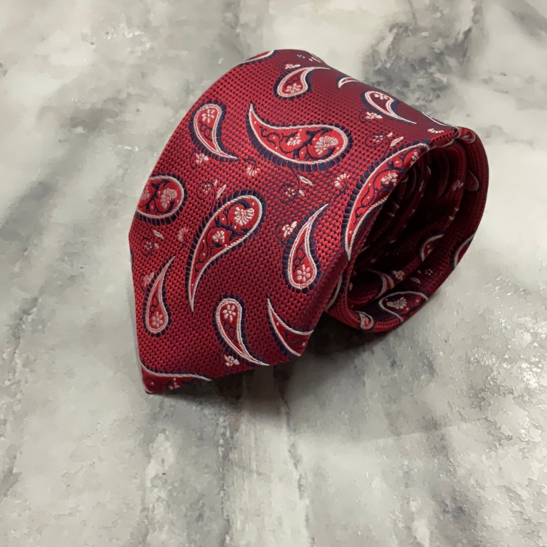 Red Paisley Microsilk Tie