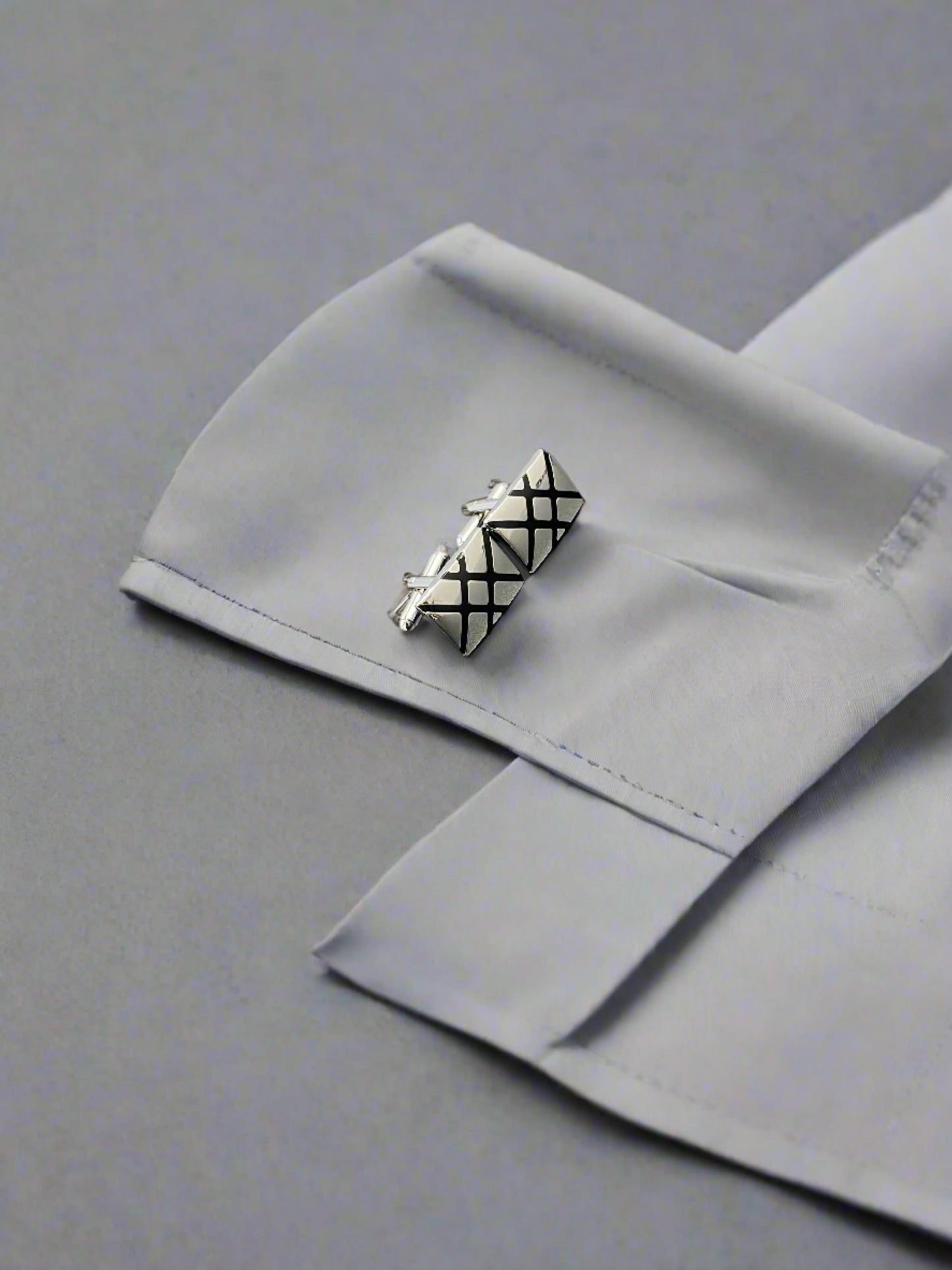 Black Cross Enamel Silver Cufflinks