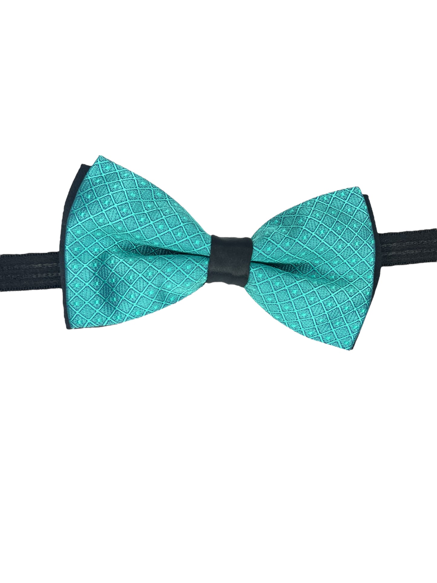 Mint Blue Self Designed Double Layered Bowtie