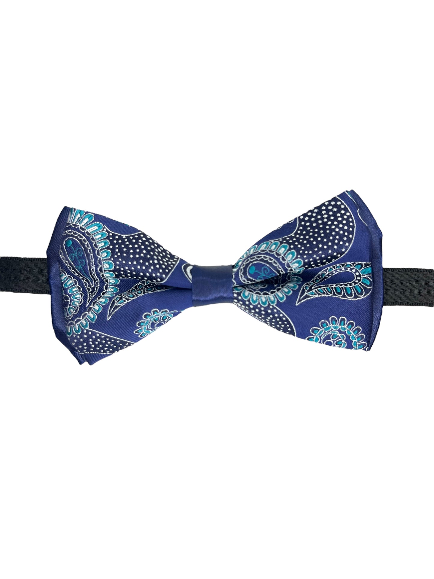 Blue And Teal Paisley Double Layered Bowtie