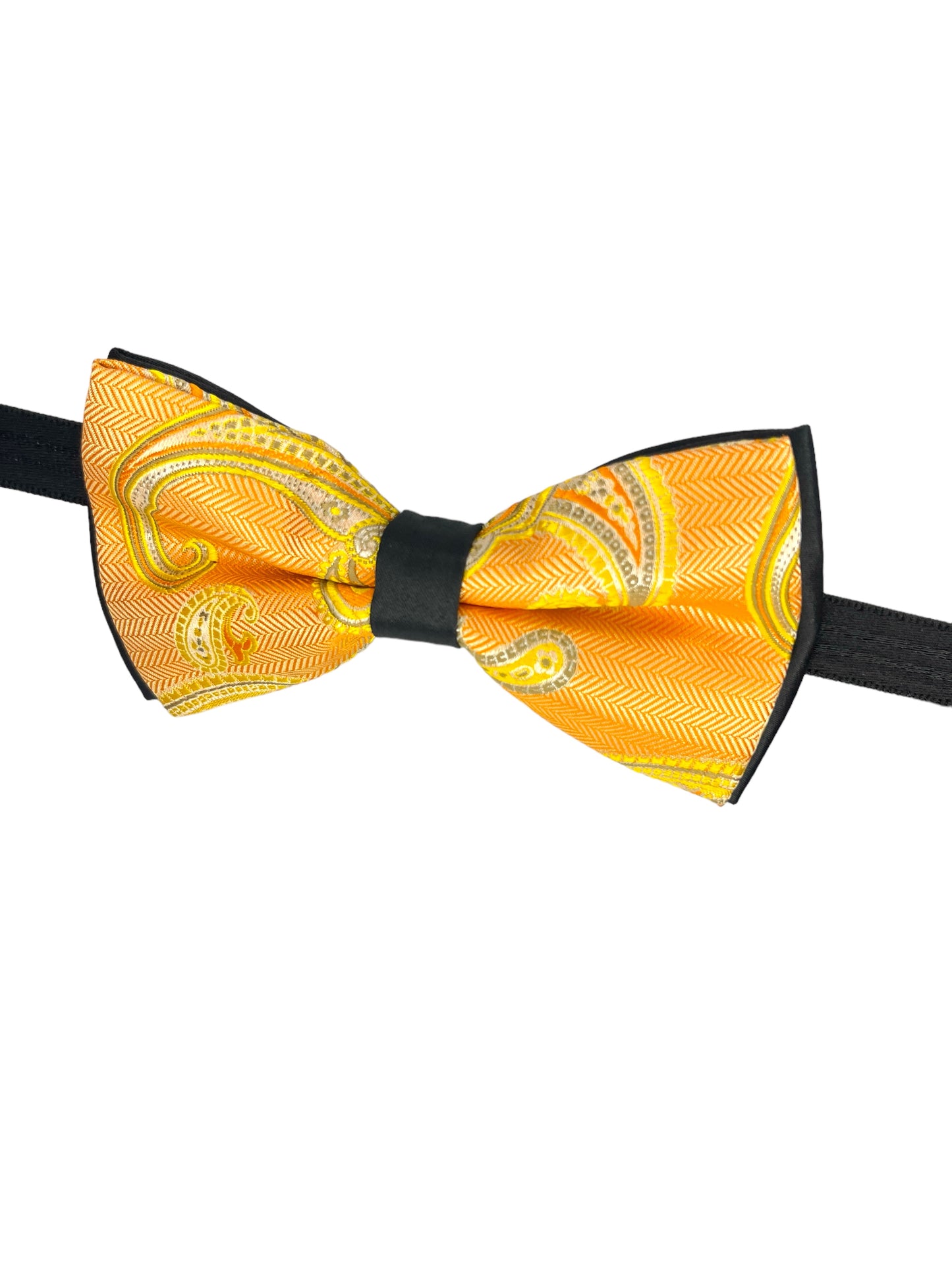 Yellow Paisley Double Layered Bowtie