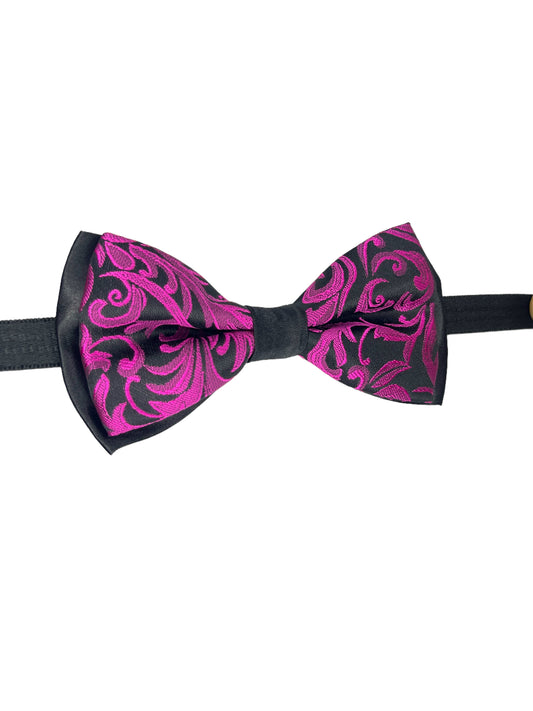 Magenta Floral Double Layered Bowtie