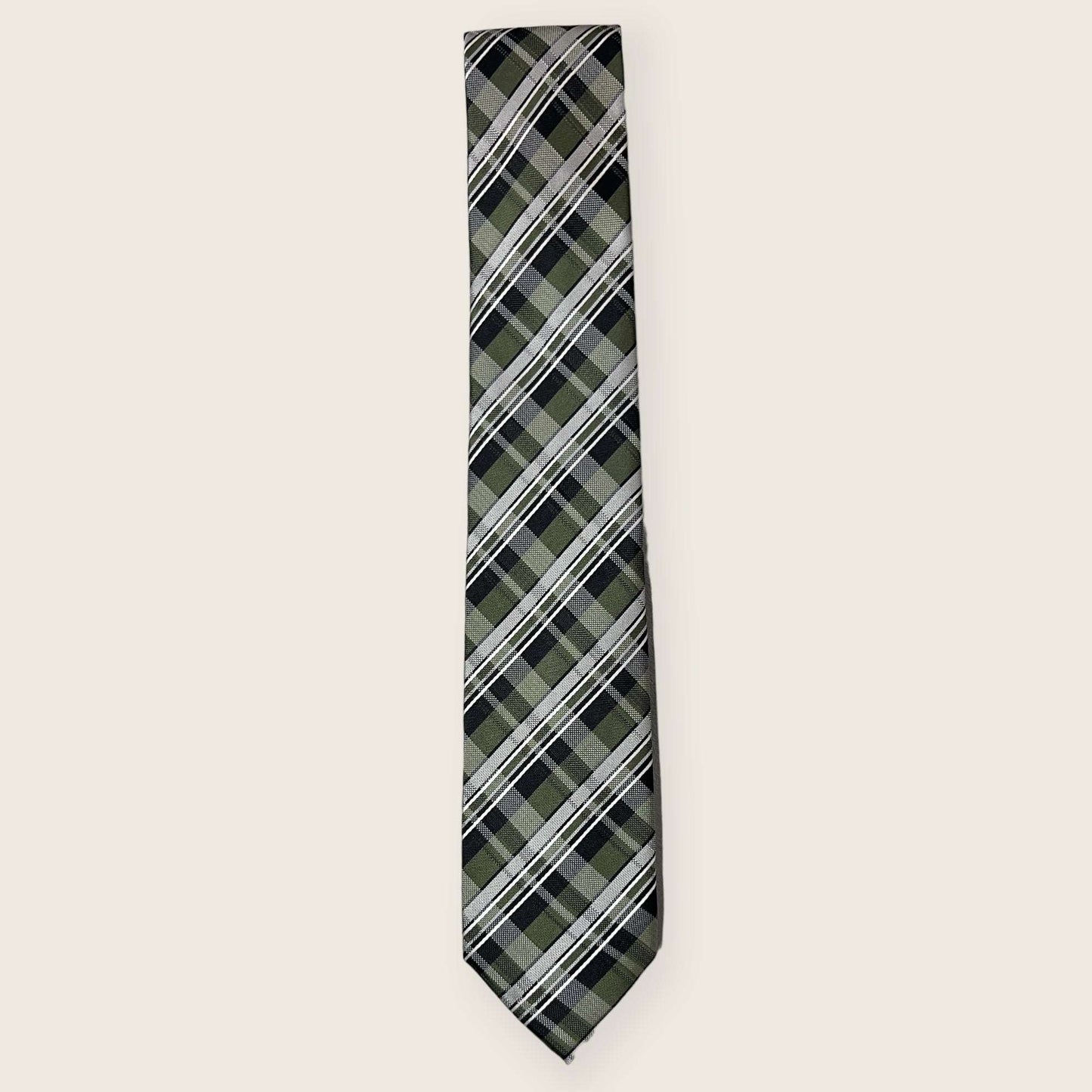 Olive Green Plaid Tie