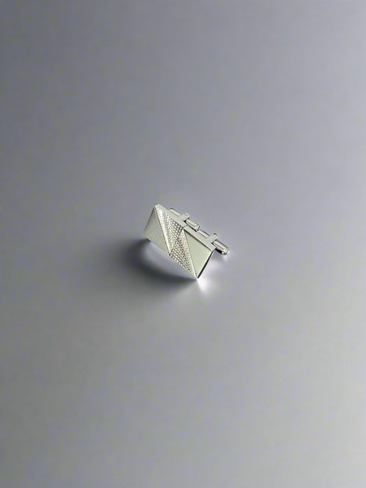 Silver Diagonal Cut Embossed Cufflinks