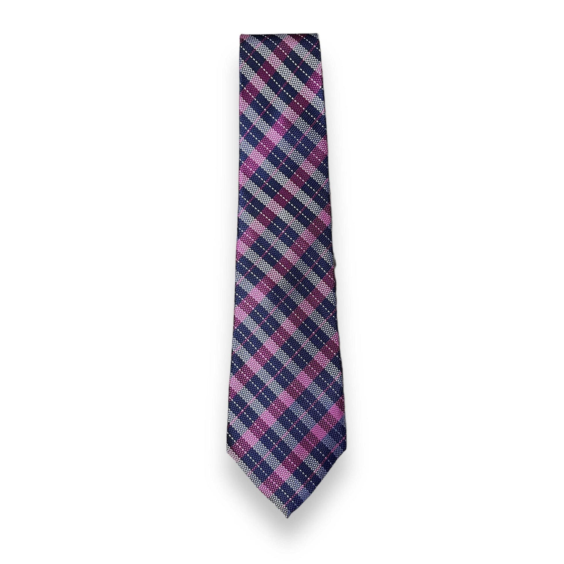 Blue And Pink Plaided Tie