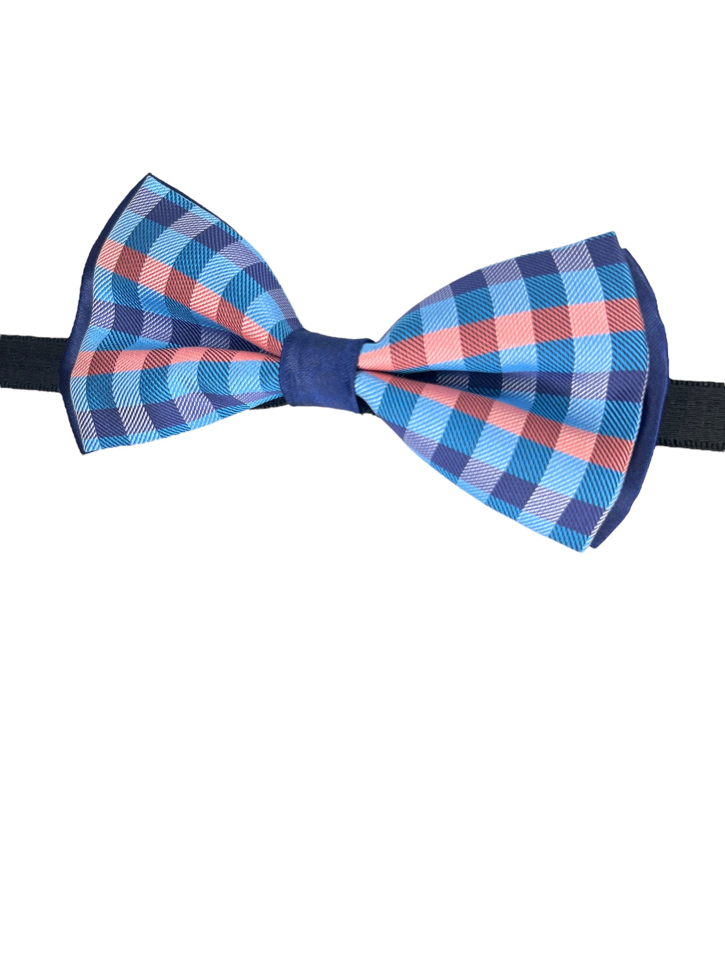 Blue Checkered Double Layered Bowtie