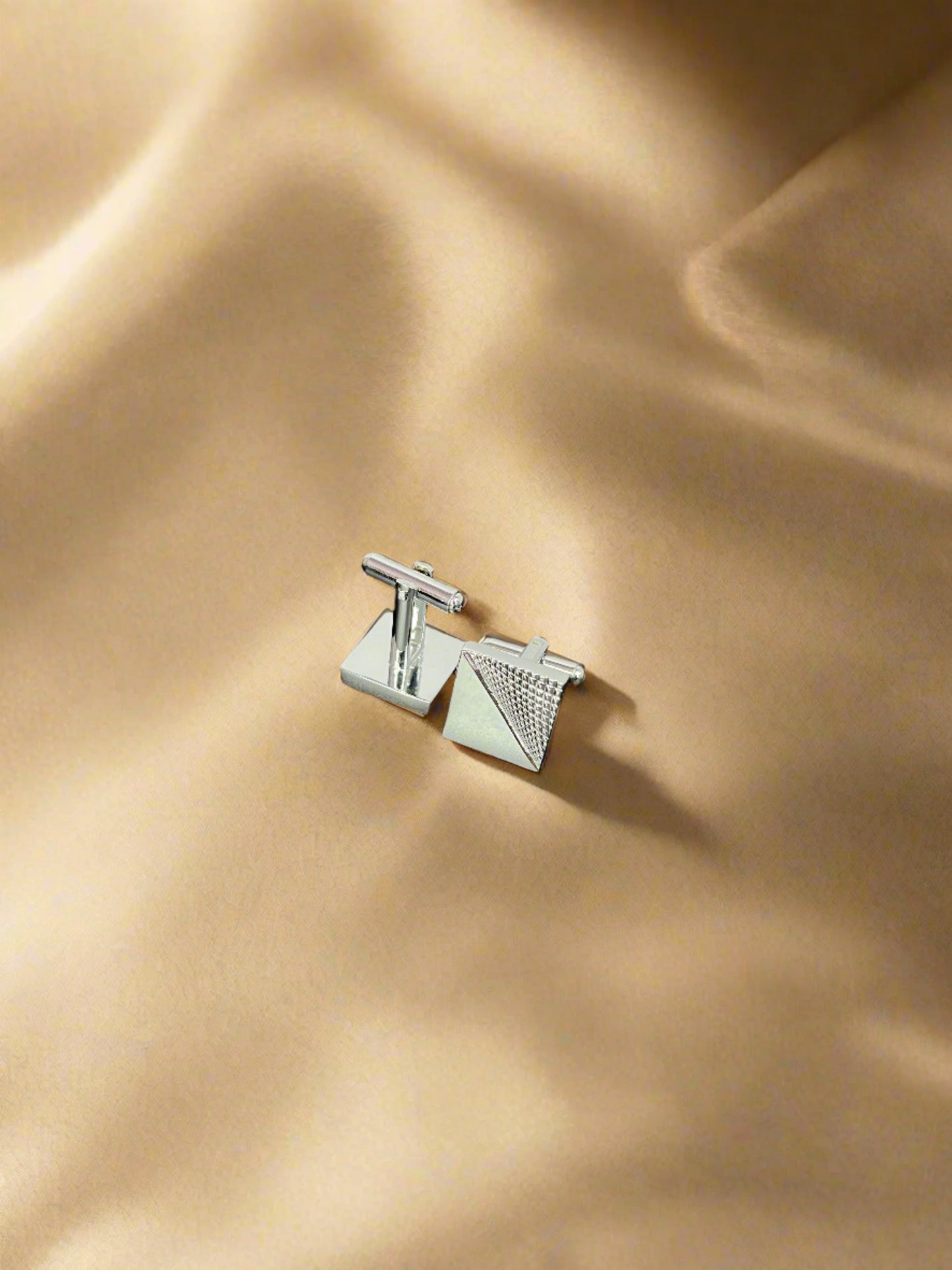 Silver Diagonal Cut Embossed Reverse Cufflinks