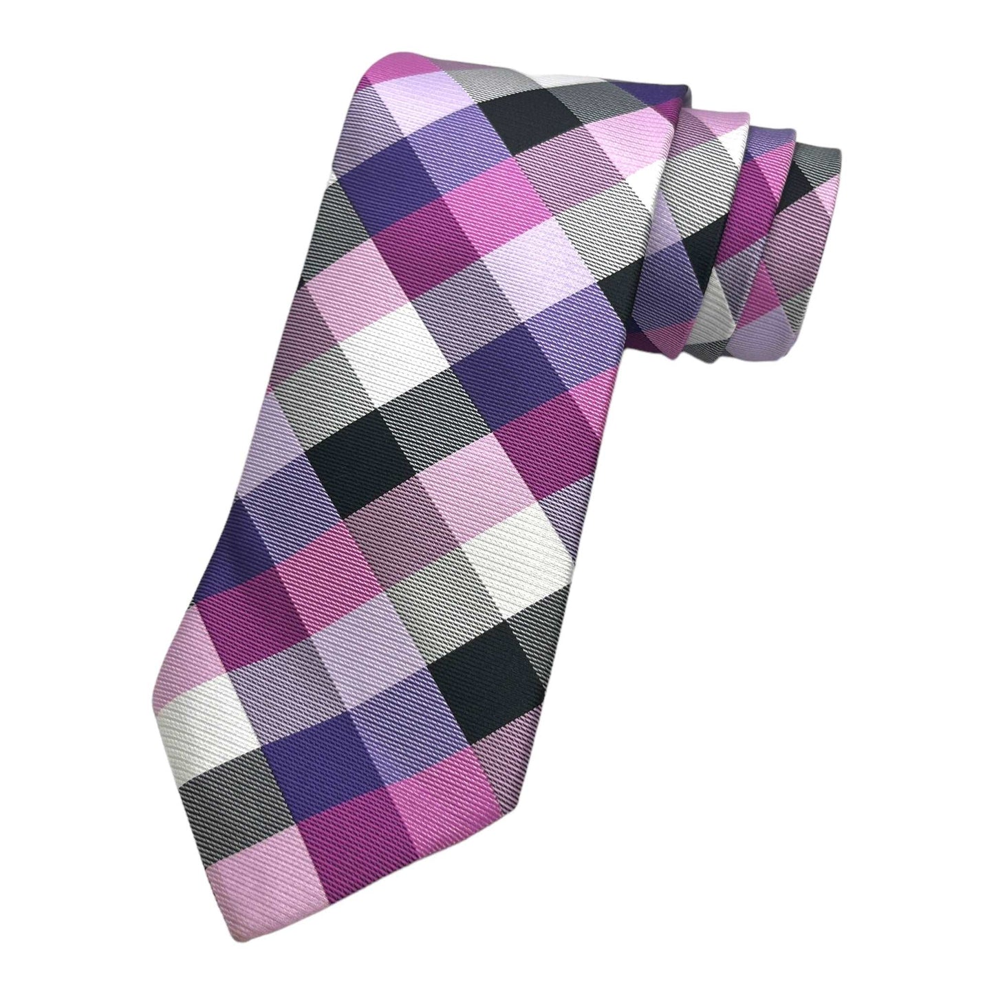 Multicolored Lavender Plaid Tie And Pocket Square Combo