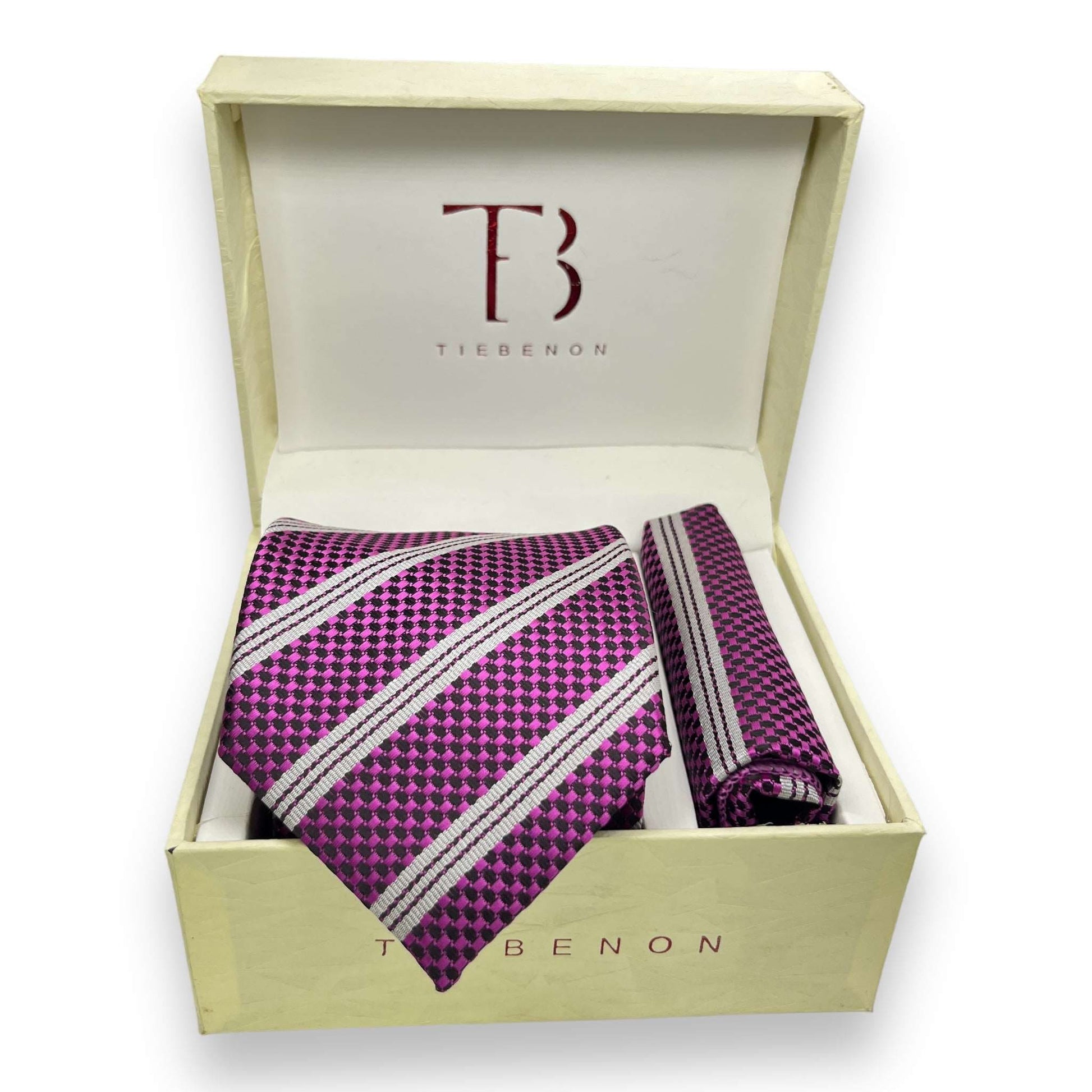 Pink And Grey Stripe Tie Combo