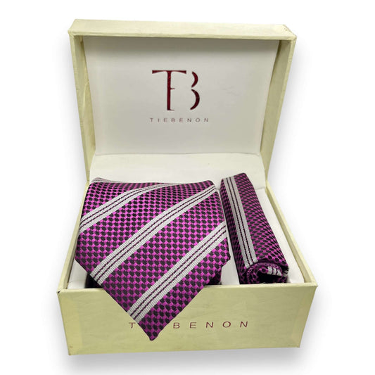 Pink And Grey Stripe Tie Combo