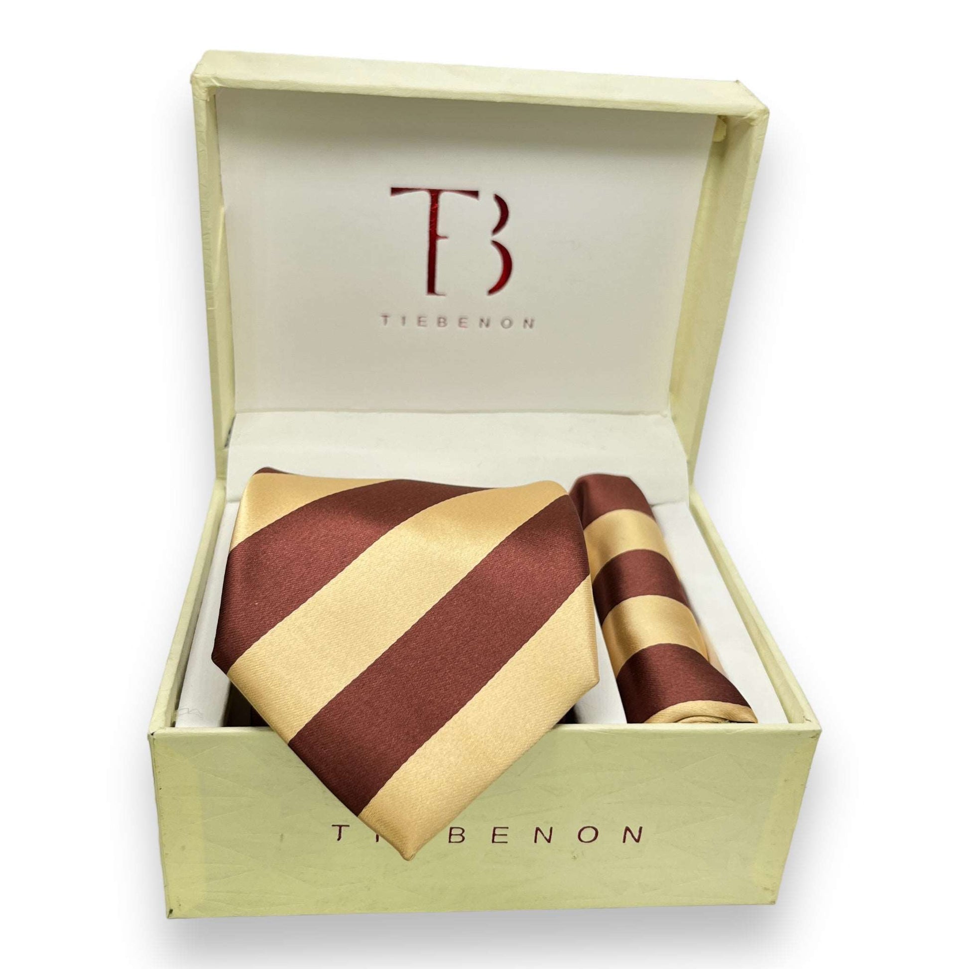 Brown And Cream Stripe Tie Combo