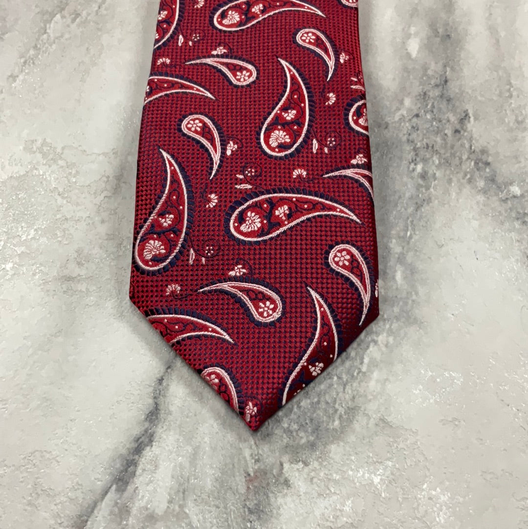 Red Paisley Microsilk Tie