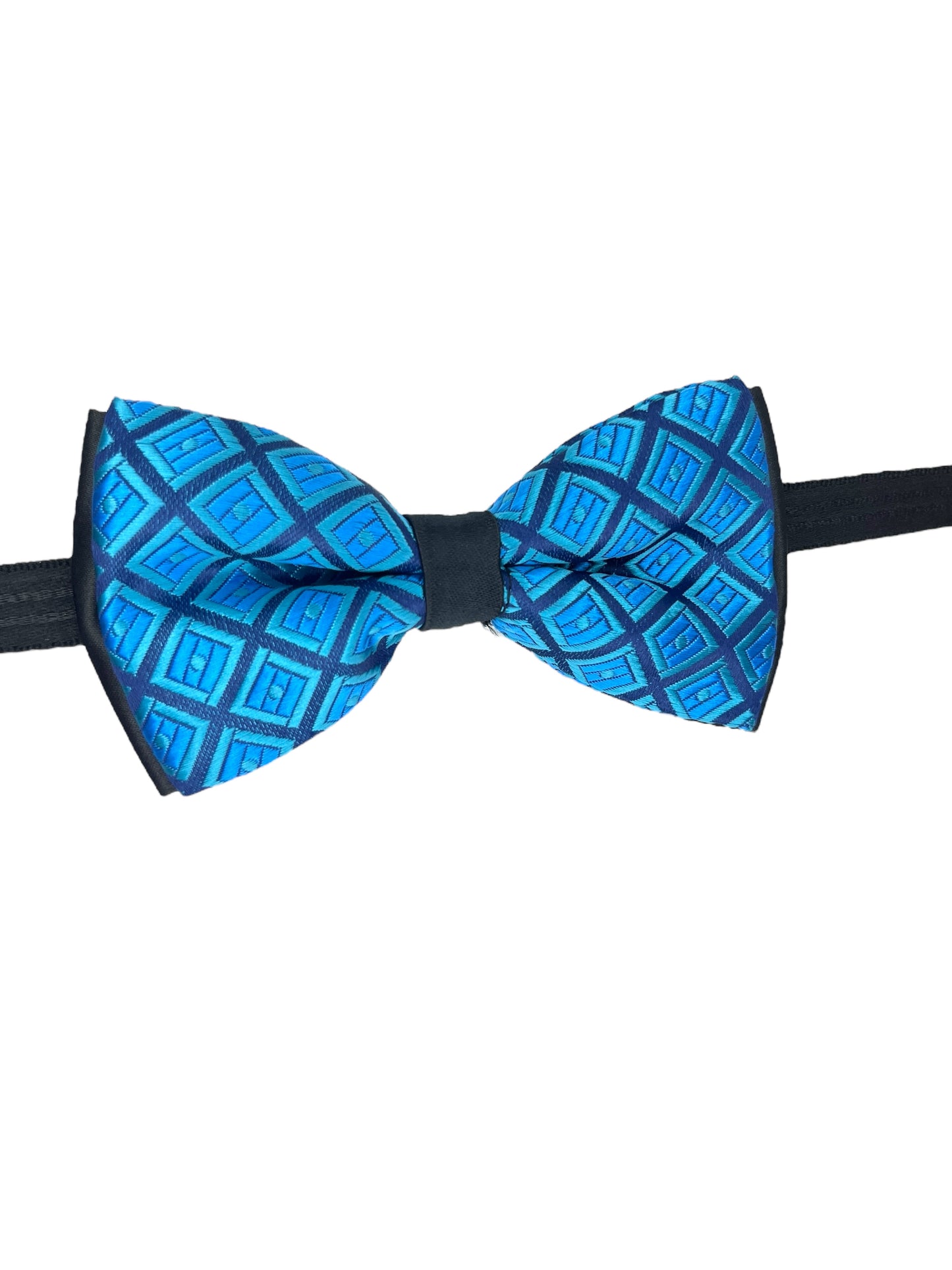 Peacock Blue Geometric Double Layered Bowtie