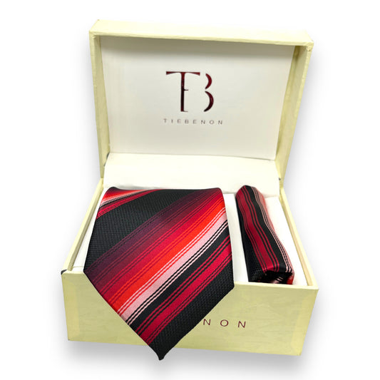 Red Gradiant Stripe Tie Combo